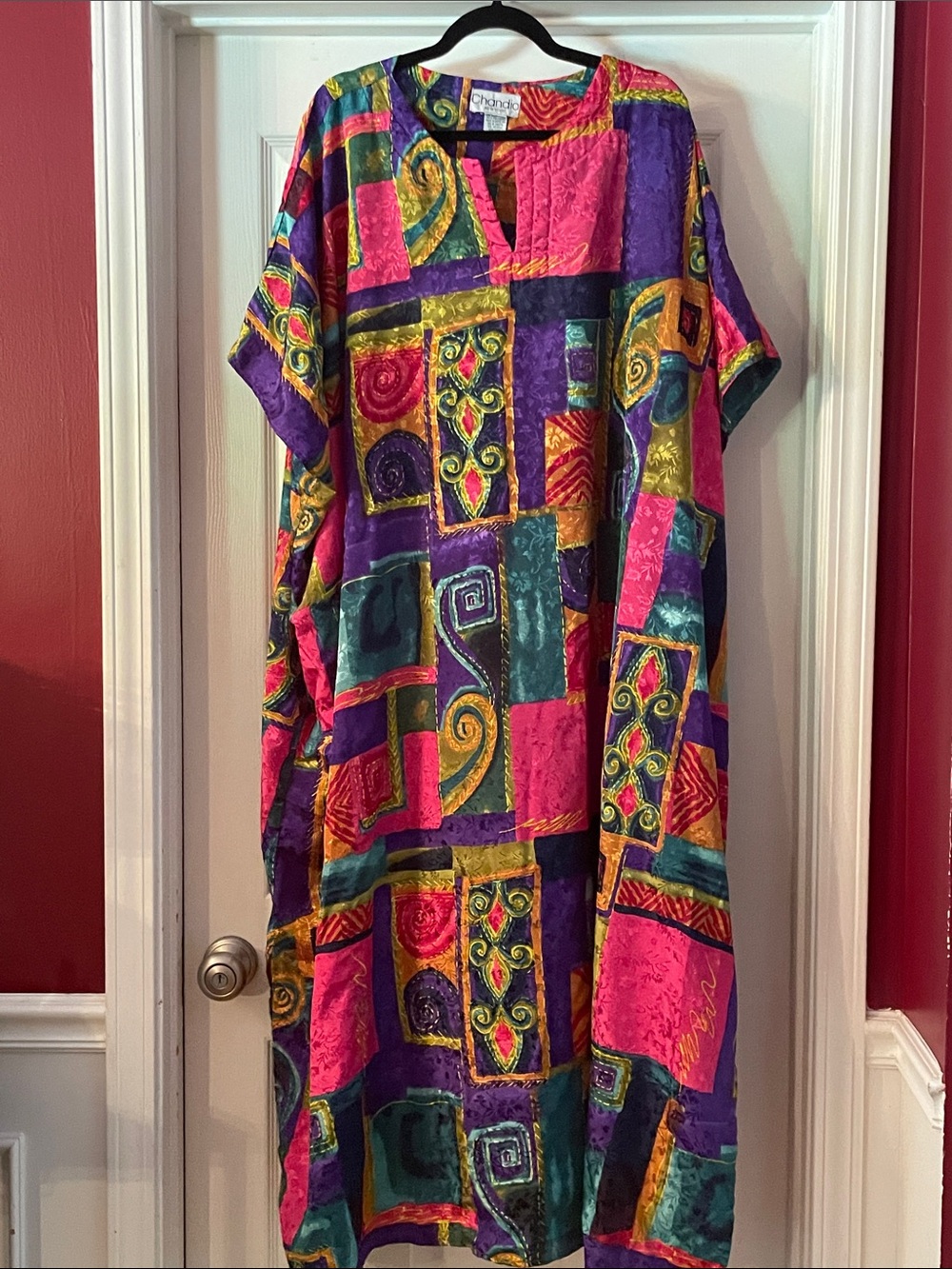 Vibrant Pink & Teal Geometric Chemise by Jonathan Martin